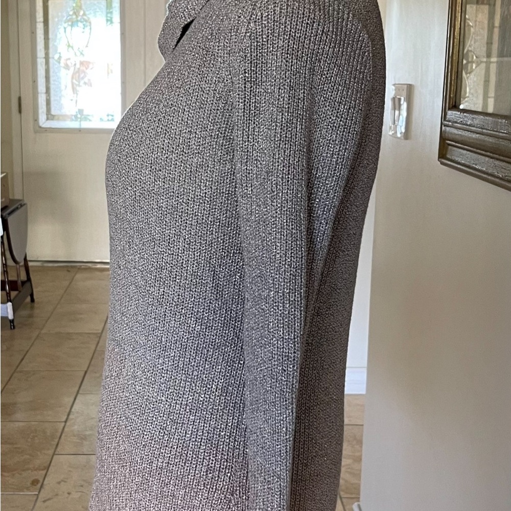 WHBM Metallic Silver to Rose Gold Ombré Cowl Neck Sweater - Picture 12 of 16